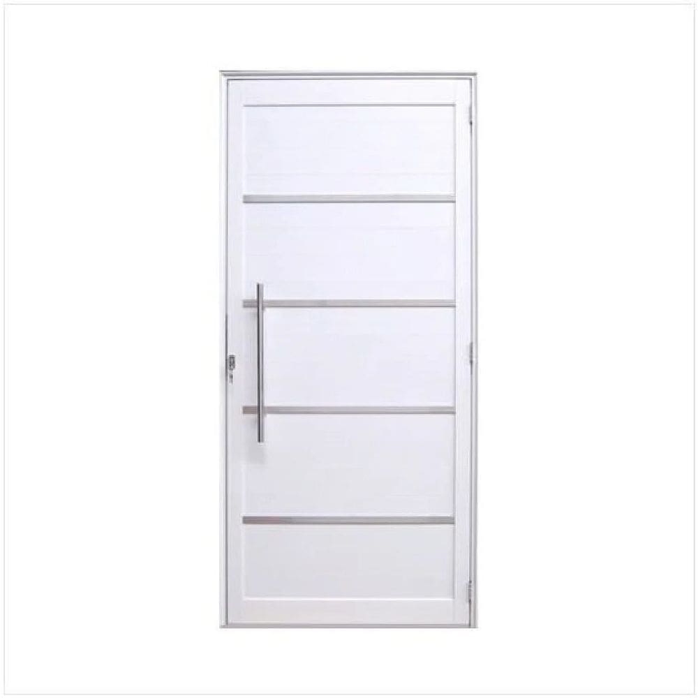 Porta Lambril c/friso 2,10x60 lado ESQUERDO L-25 no alumínio branco c/puxador redondo