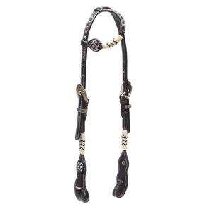 Cabeçada 1 Orelha com Apliques e Charroa Preta Top Equine 37726