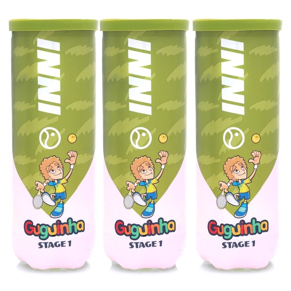 Bola de Tênis Inni Guguinha Stage 1 Verde - Pack com 03 Tubos