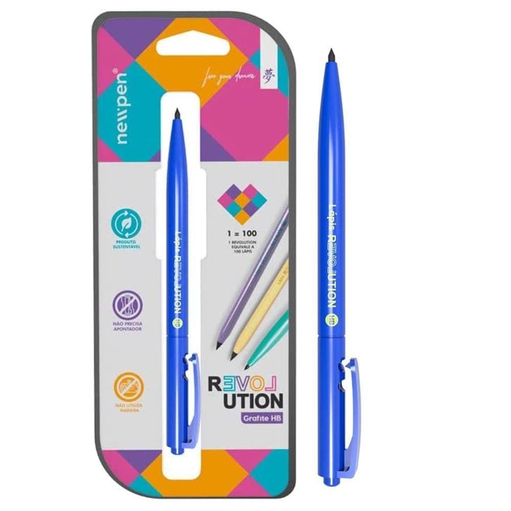 Lapis Grafite Revolution Retratil Metallic Blue Hb Newpen