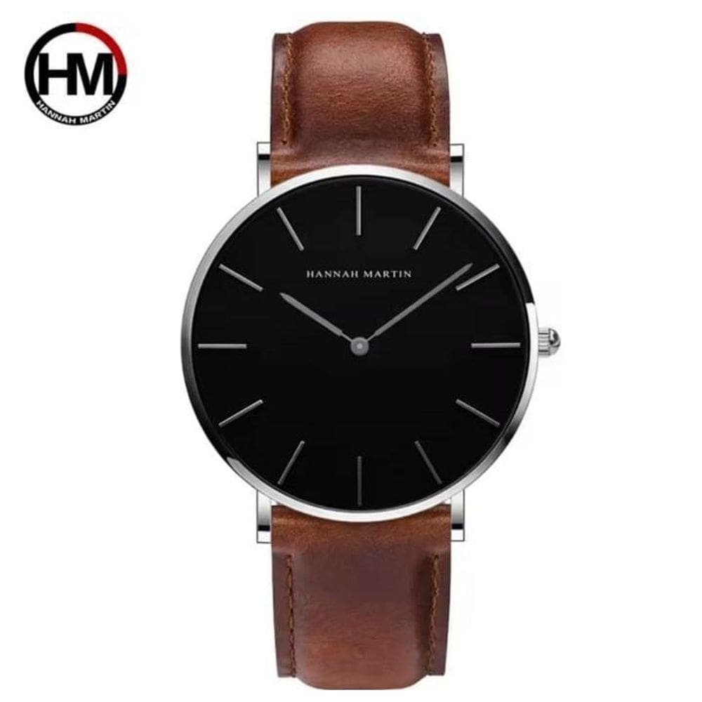 Relógio Masculino Hannah Martin Pulseira De Couro Elegante