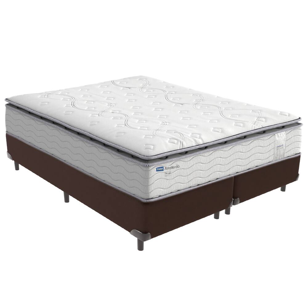 Cama Box Marrom e Colchão Amsterdã Molas Ensacadas Queen Probel