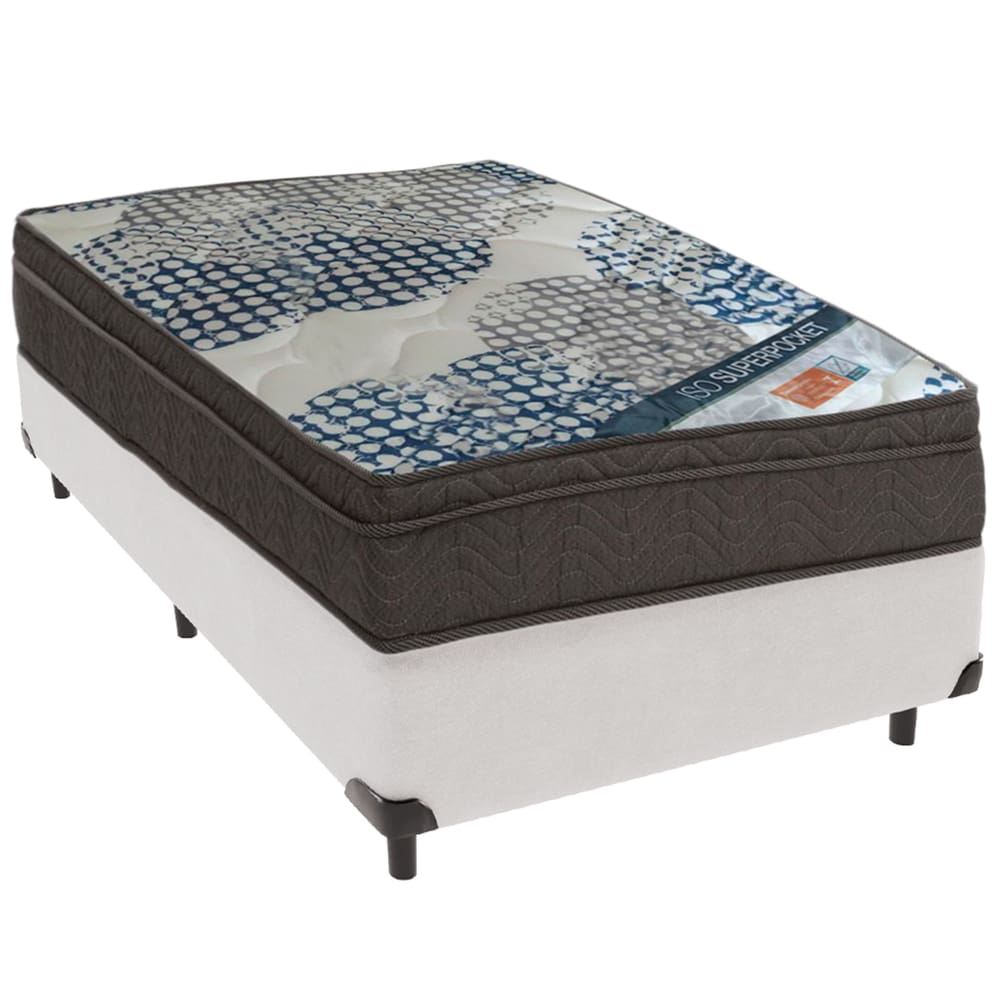 Cama Box Branco e Colchão ISO Molas Ensacadas Solteiro Ortobom
