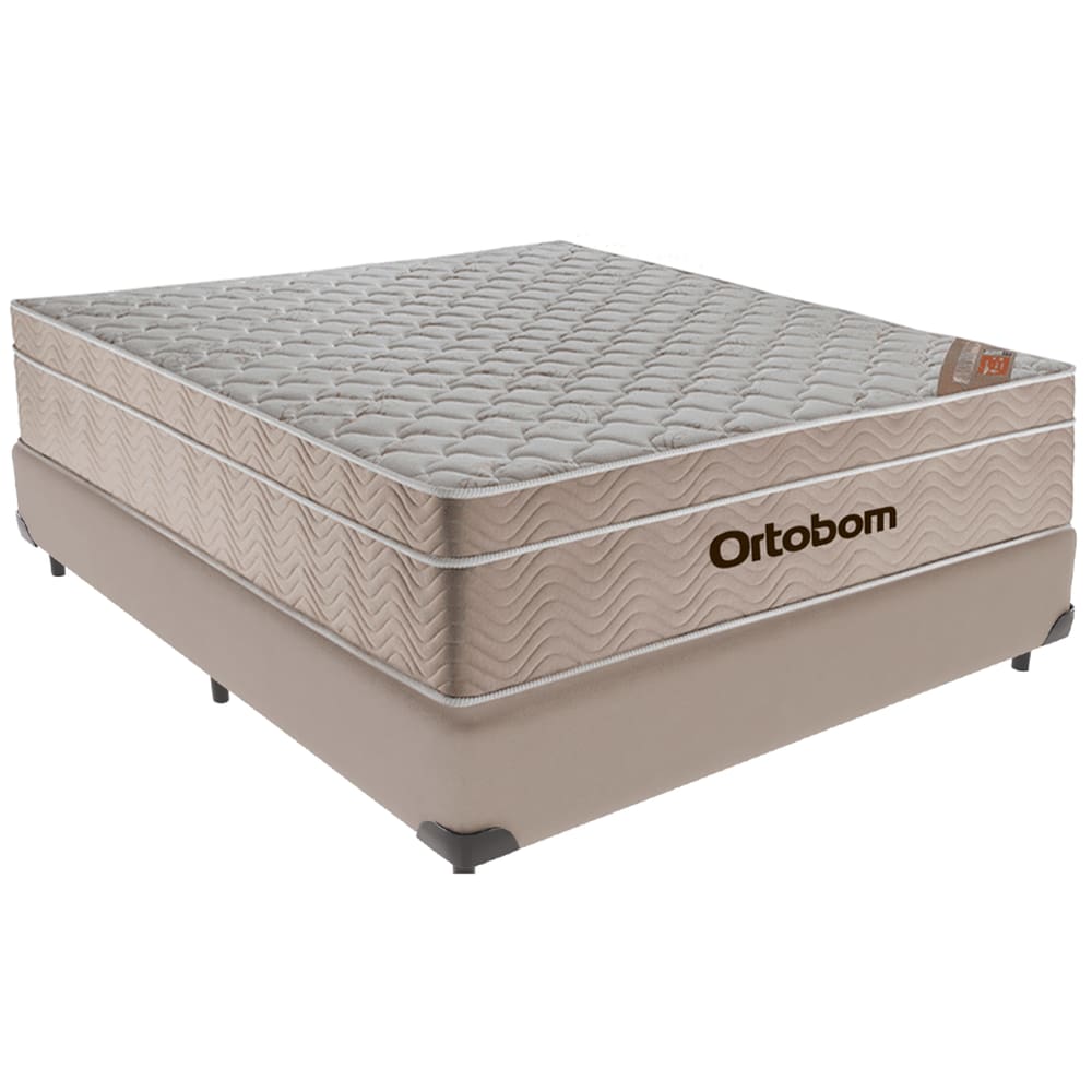 Cama Box Bege e Colchão Airtech  Molas Ensacadas Viúvo Ortobom