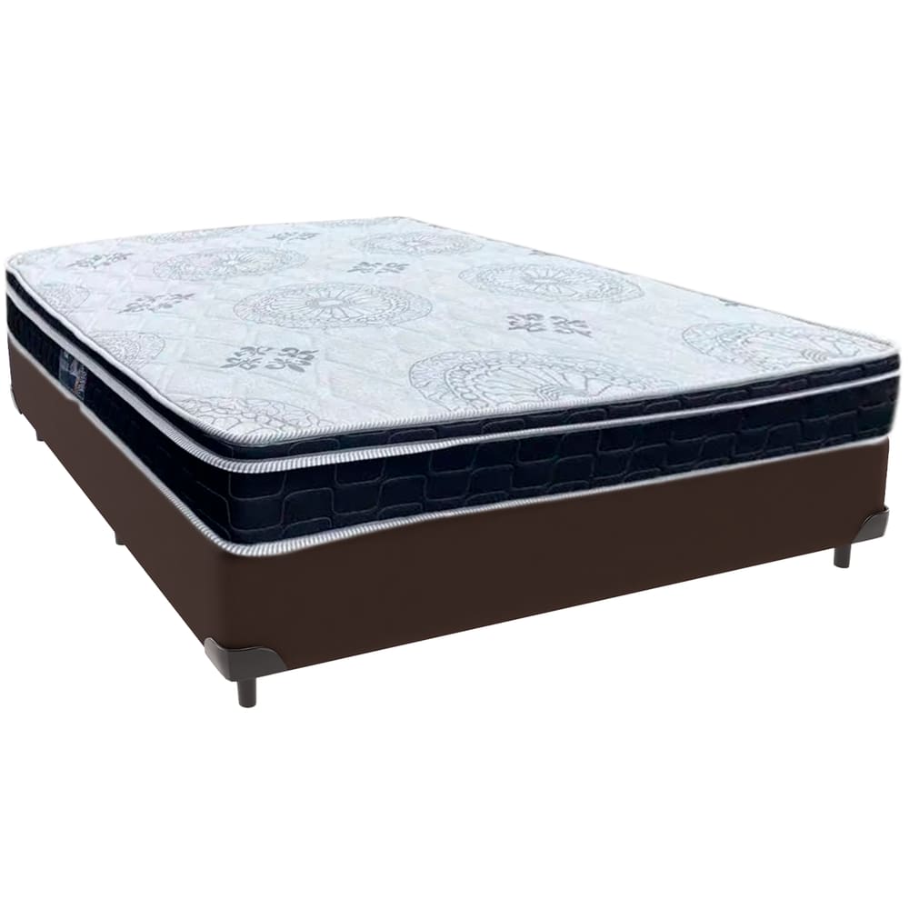 Cama Box Marrom e Colchão Orthosono D33 Com Euro Pillow Viúvo Anjos