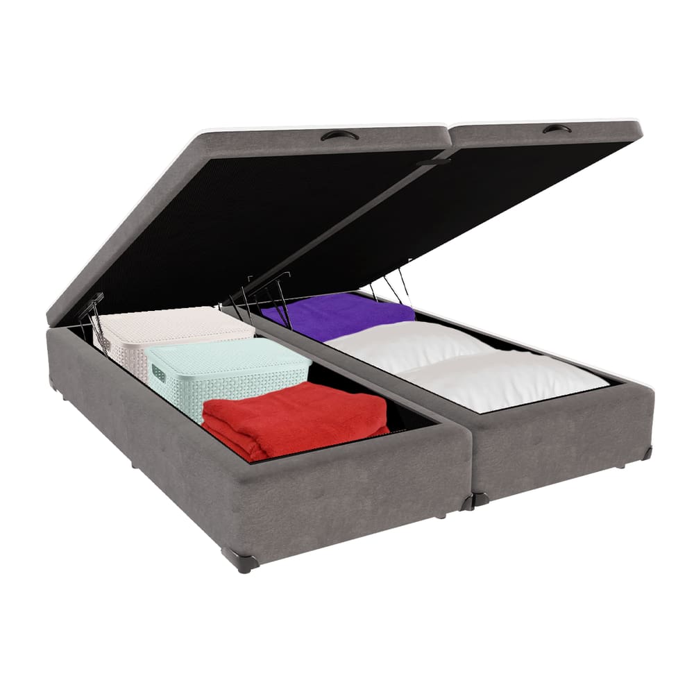 Cama Box Baú King 193x203 Cinza
