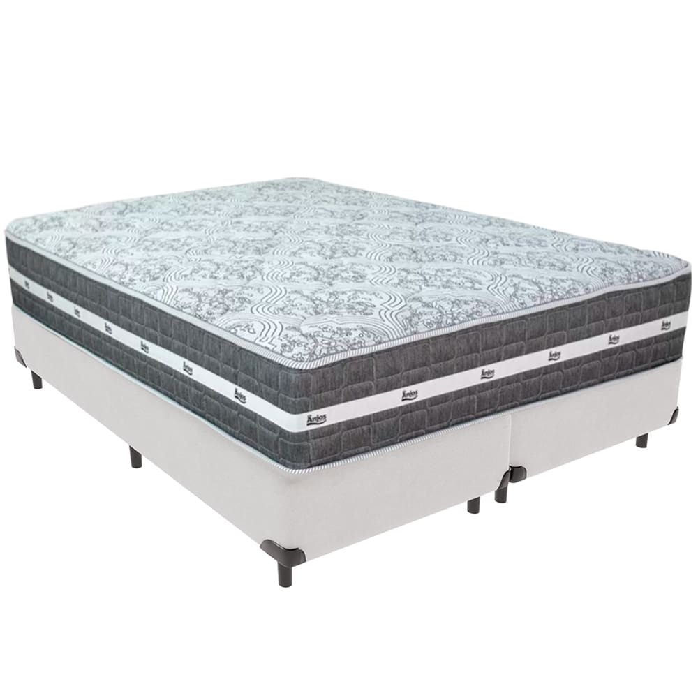 Cama Box e Colchão Black Graphite Molas Ensacadas Queen 158x198X32 Anjos