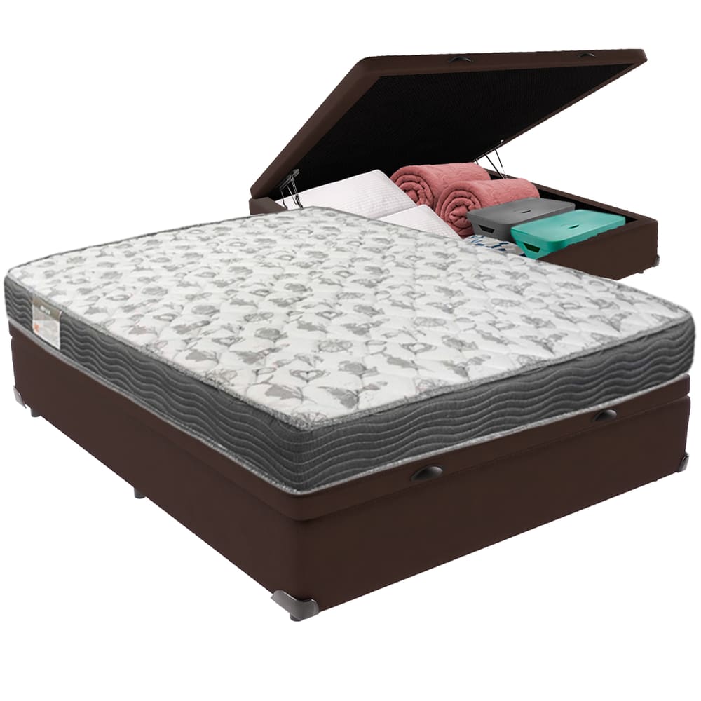 Cama Box Baú e Colchão ISO100 Espuma D33 Viúvo Ortobom