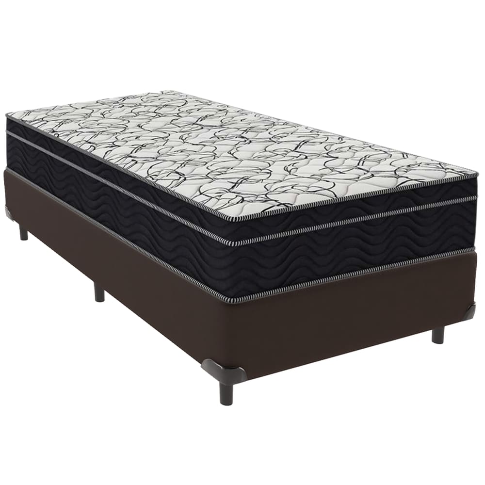 Cama Box e Colchão Airtech 150 Espuma D45 Solteiro Ortobom