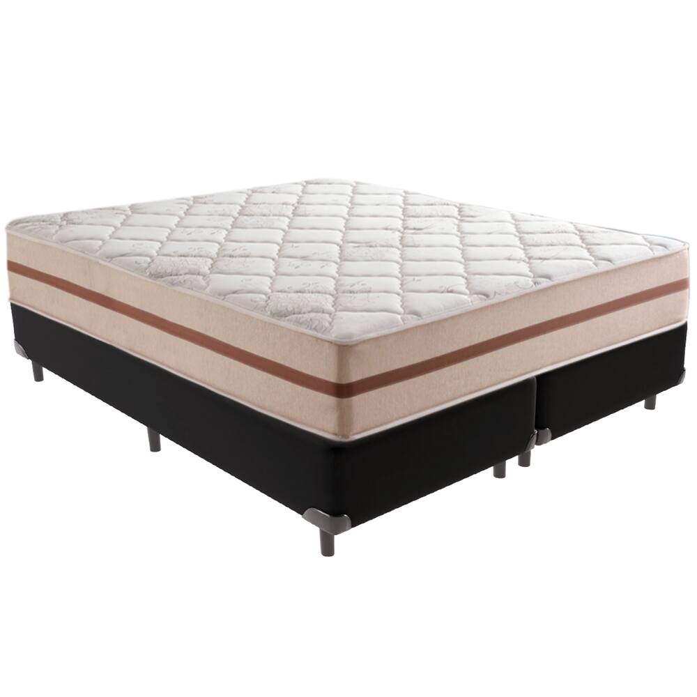 Cama Box Preto e Colchão Classic 26 cm Molas ensacadas Queen Anjos