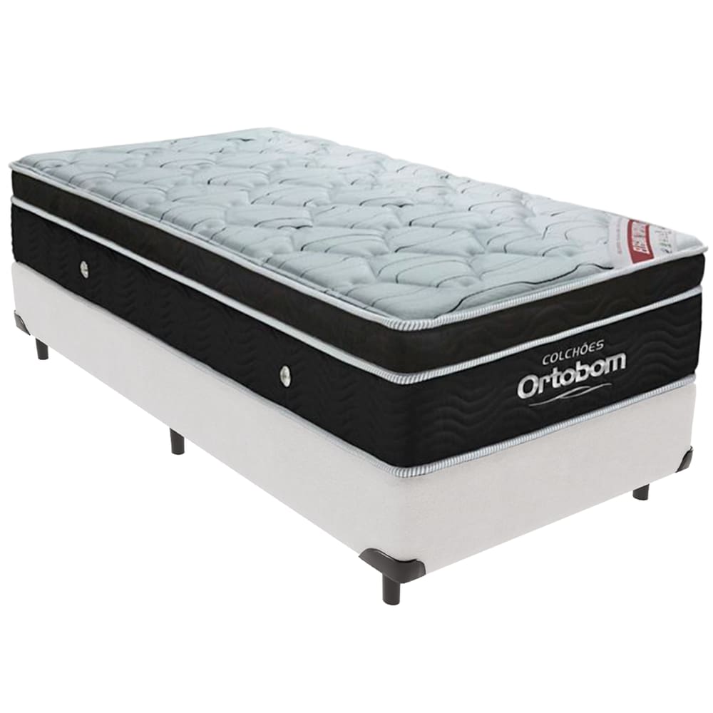 Cama Box Branco e Colchão Elegant Molas Ensacadas Solteiro Ortobom