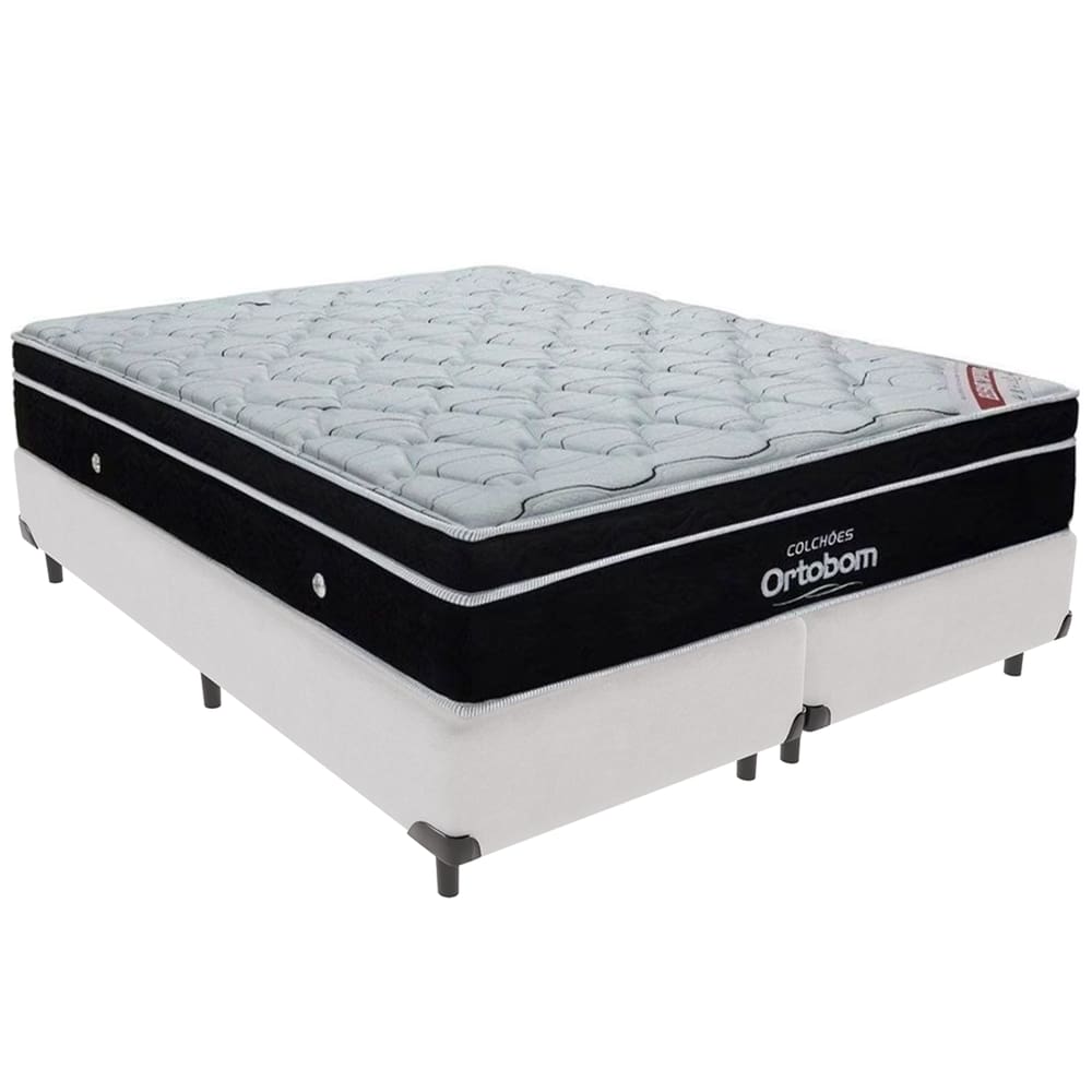Cama Box Branco e Colchão Elegant Molas Ensacadas Queen Ortobom