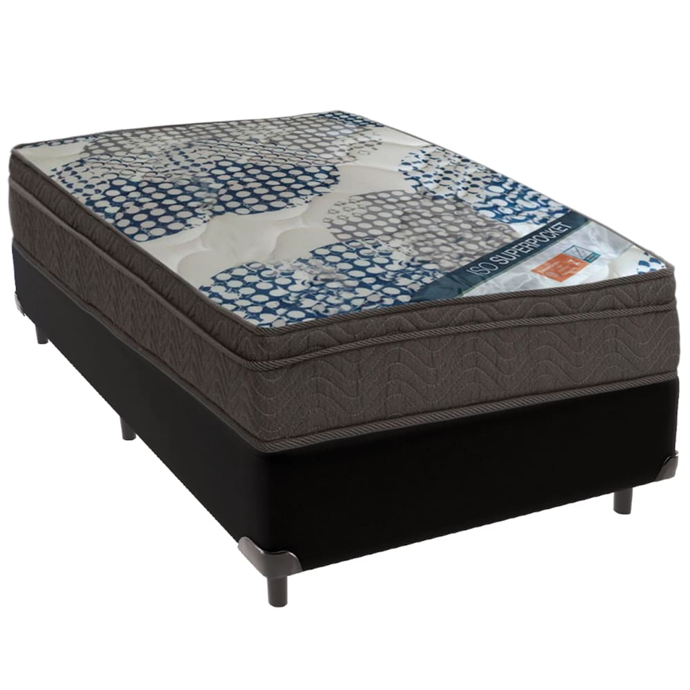 Cama Box Preto e Colchão ISO Molas Ensacadas Solteiro Ortobom
