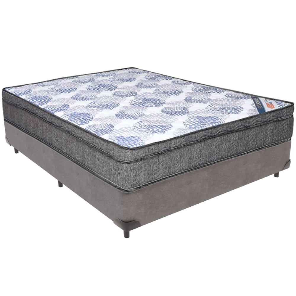 Cama Box Cinza e Colchão ISO Molas Ensacadas Viúvo Ortobom