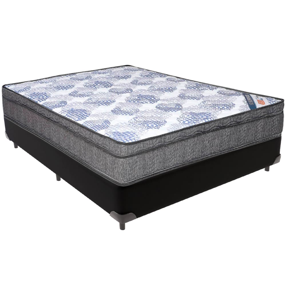 Cama Box Preto e Colchão ISO  Molas Ensacadas Casal Ortobom