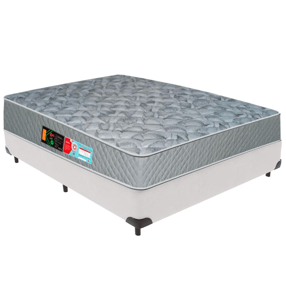 Cama Box Branco e Colchão Sleep Max D33 Casal Castor