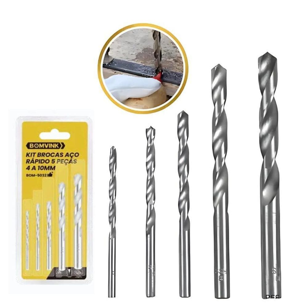 Jogo De Brocas Metal - Kit Completo 5 Peças Alta Precisão