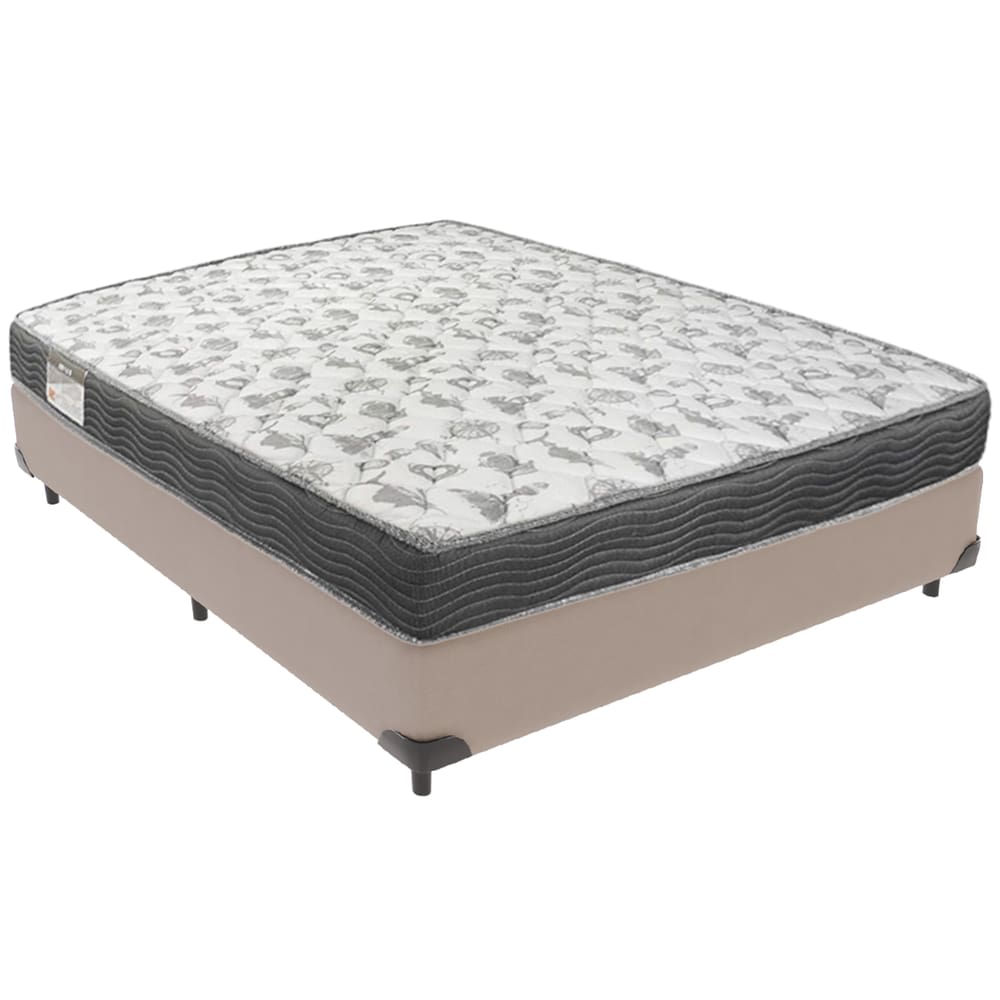 Cama Box Bege e Colchão ISO100 Espuma D33 Viúvo Ortobom