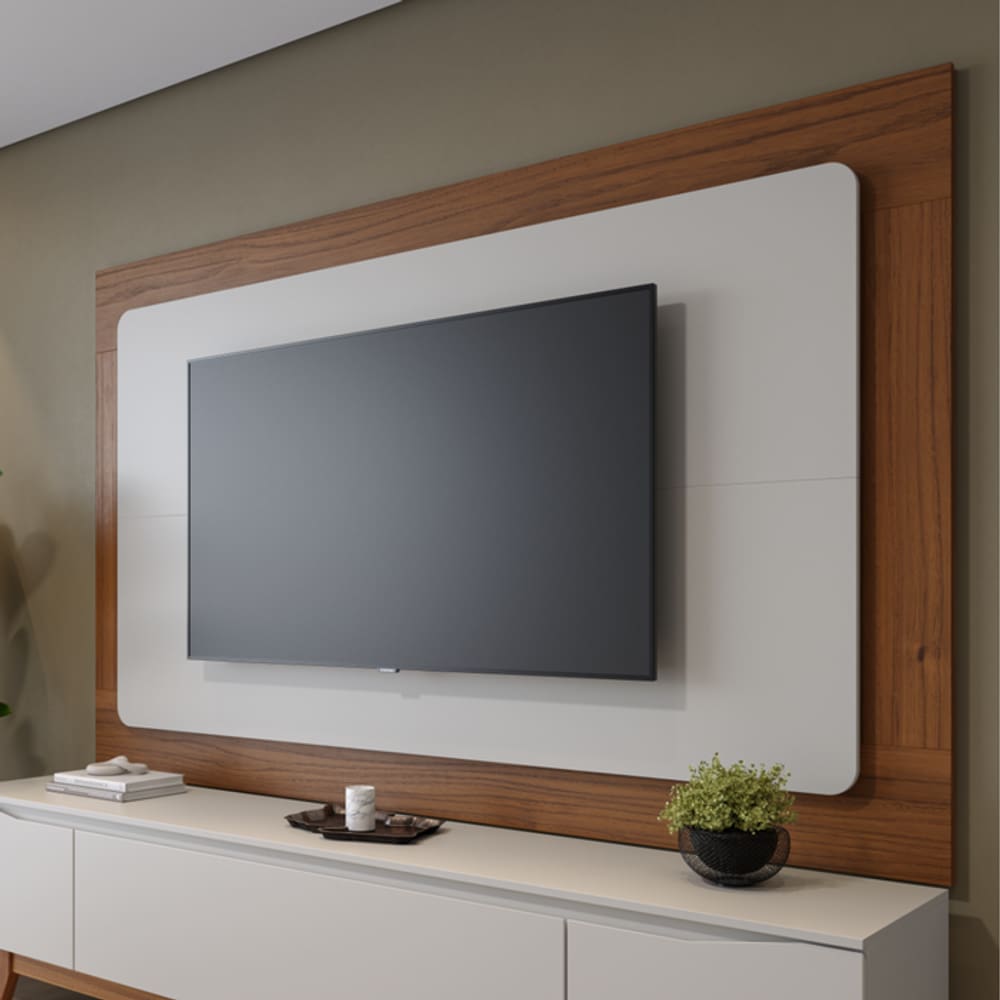 Painel para Tv até 75 Polegadas 220cm Oslo Off White/Canella