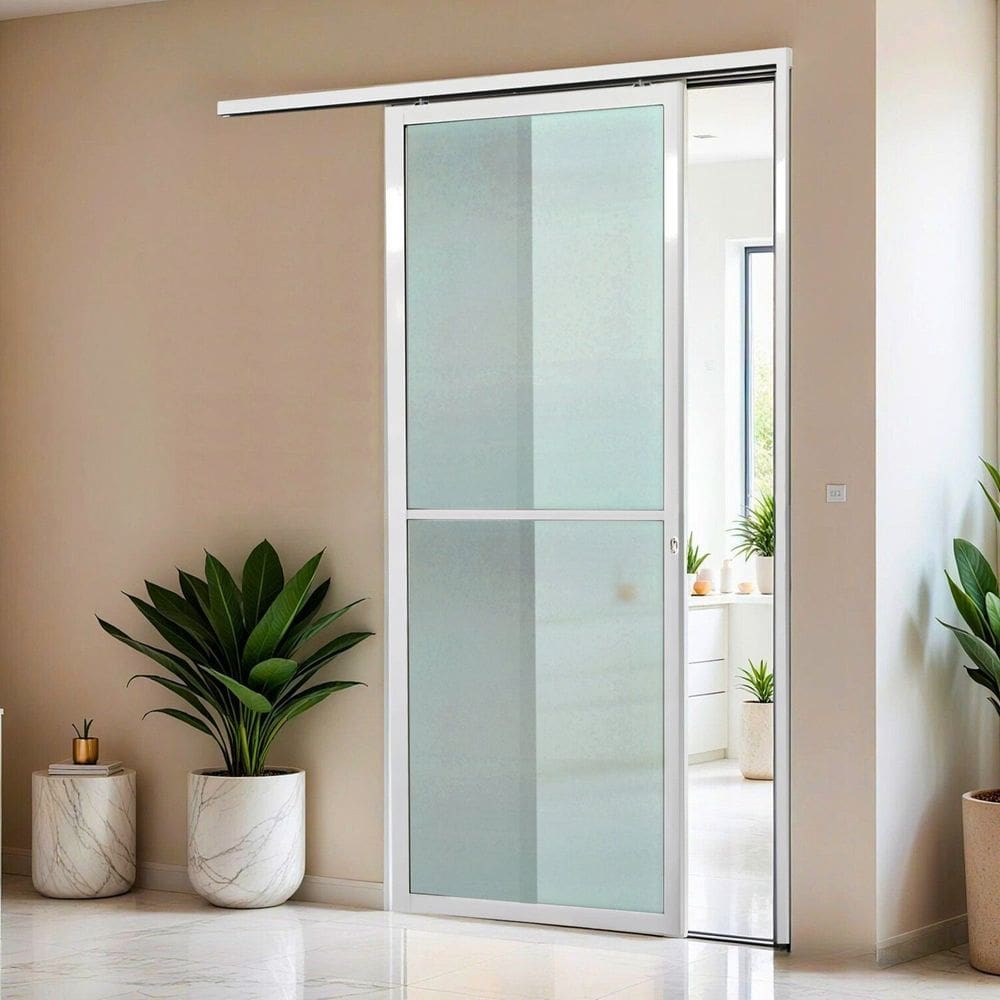 Porta de Correr Suspensa 210x70cm Vidrao Esq L.25 Branco