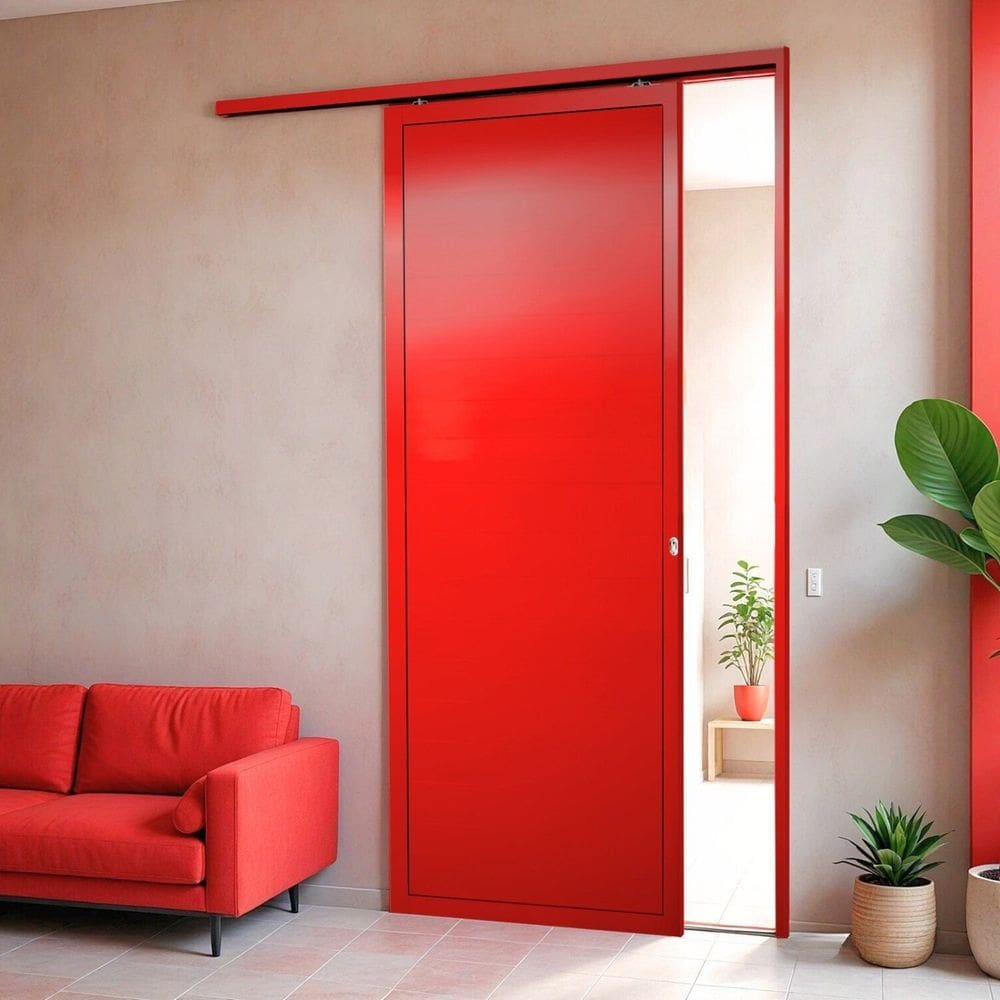 Porta de Correr Suspensa 210x90cm Lambril Esq L.25 Vermelho