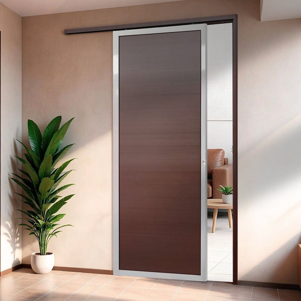 Porta de Correr Suspensa 210x80cm Lambril Esq L.25 Mix Corten