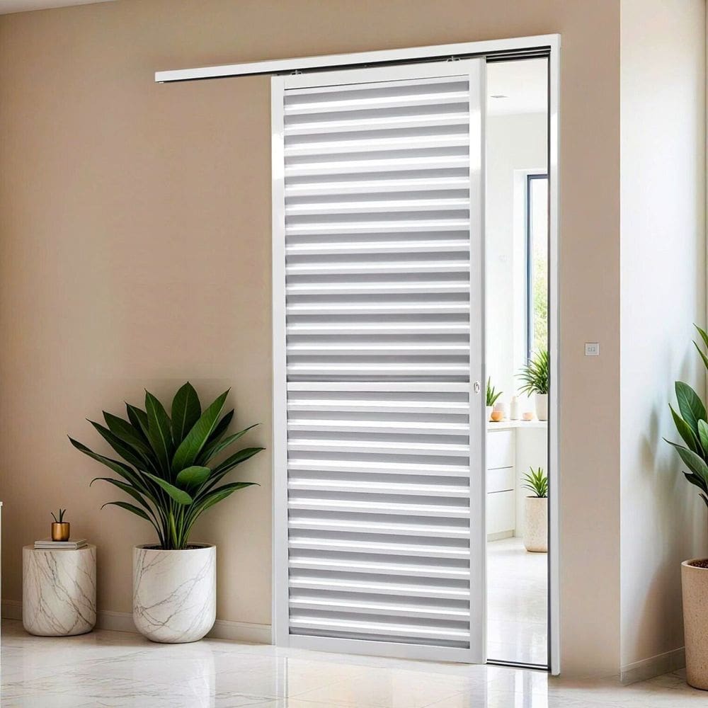 Porta de Correr Suspensa 210cxm X 80cm Veneziana Dir L.25 Brimak Branco