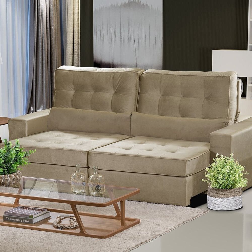 Sofá Curitiba Modular 5 Lugares 2.50 MT Retrátil e Reclinável