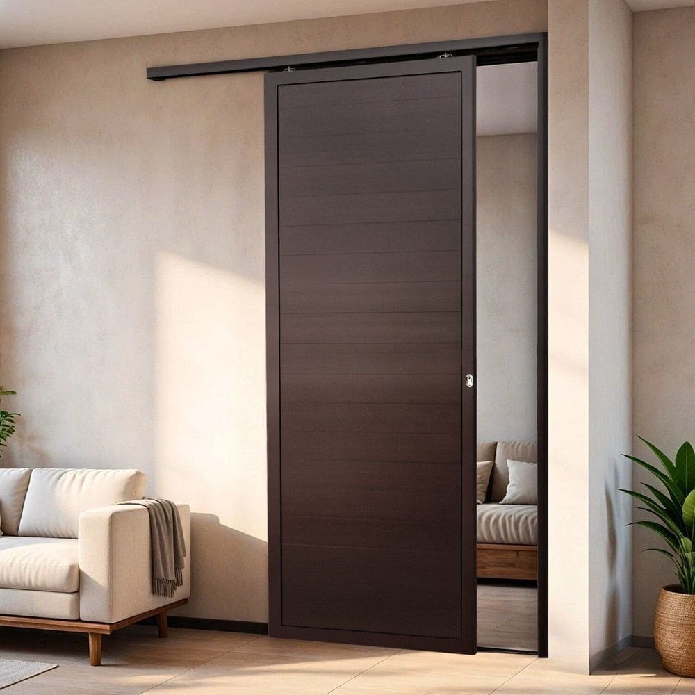 Porta de Correr Suspensa 210cm X 100cm Lambril Esq L.25 Corten