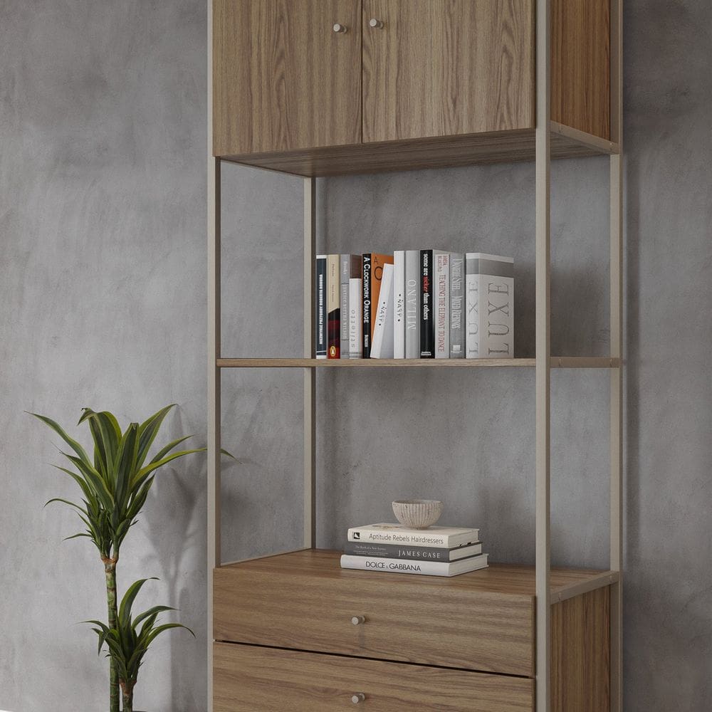 Estante Decorativa Voss 0.75 198cm X 75cm Freijo/ Champanhe