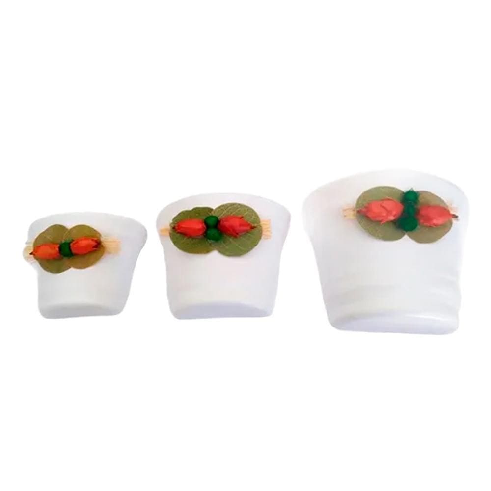 Vasos Trio Meia Lua Cerâmica De Parede Vertical Branco
