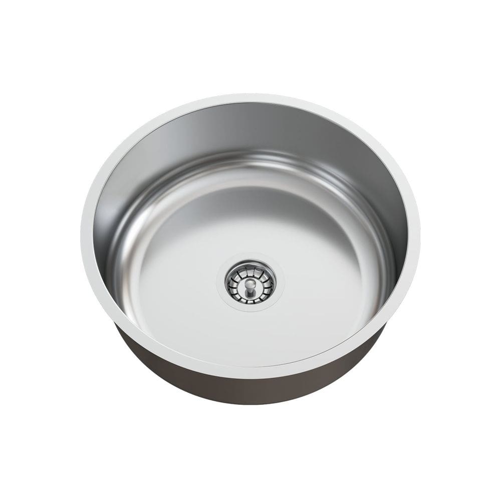 Cuba para Pia de Cozinha em Aço Inox Redonda 37x37x14cm Alto Brilho com Válvula GhelPlus Inox