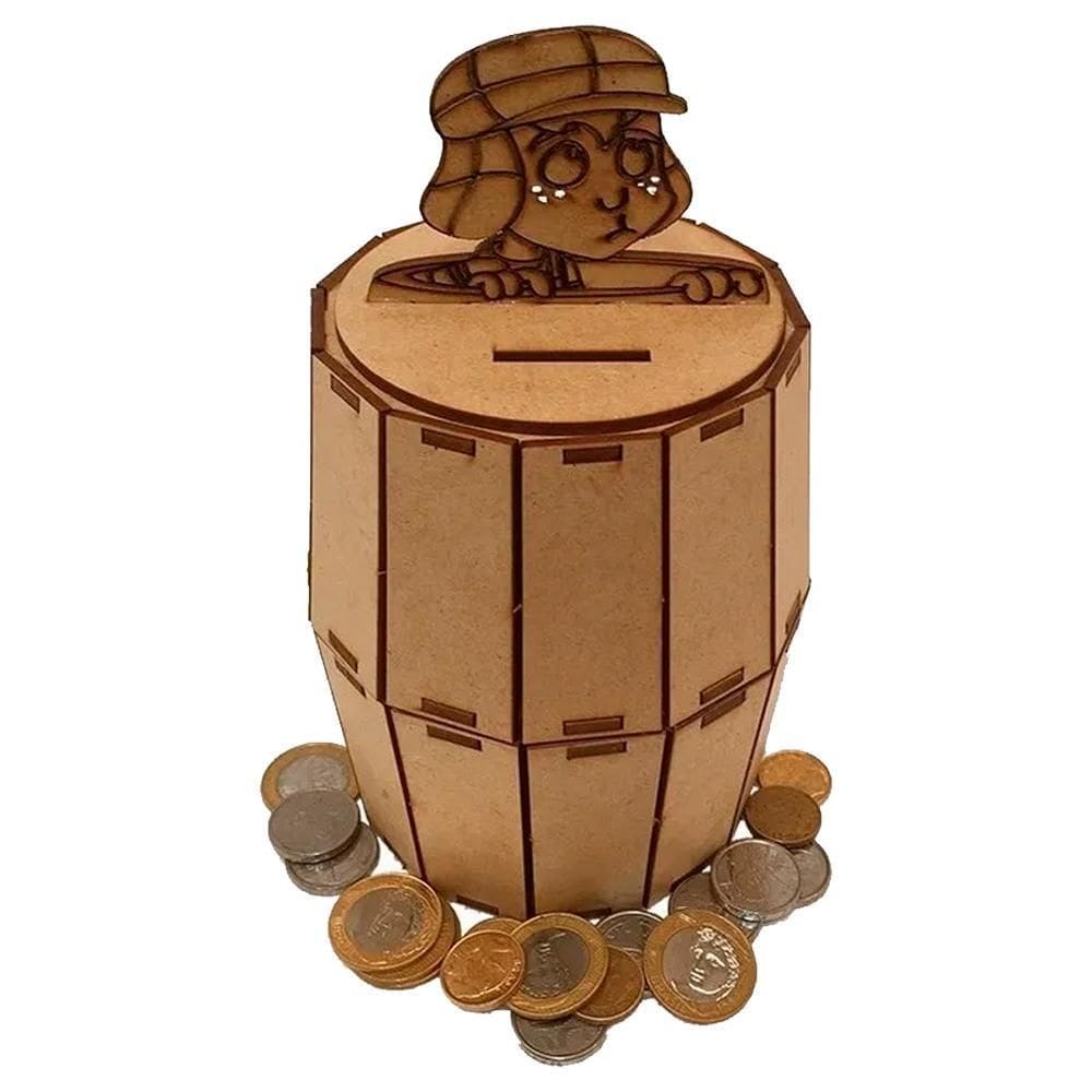 Cofrinho De Moedas Barril Turma Do Chaves Em Madeira Decor