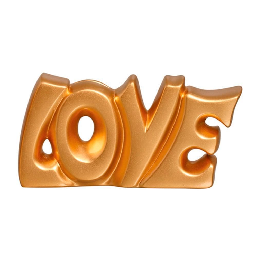 Palavra Love Em Cerâmica Decorativa De Aparador - Dourada