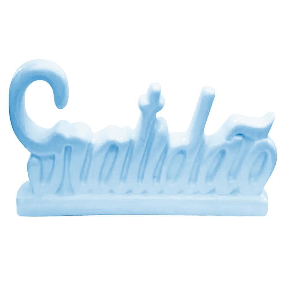 Palavra Gratidão Em Cerâmica Decoração - Azul Bebê