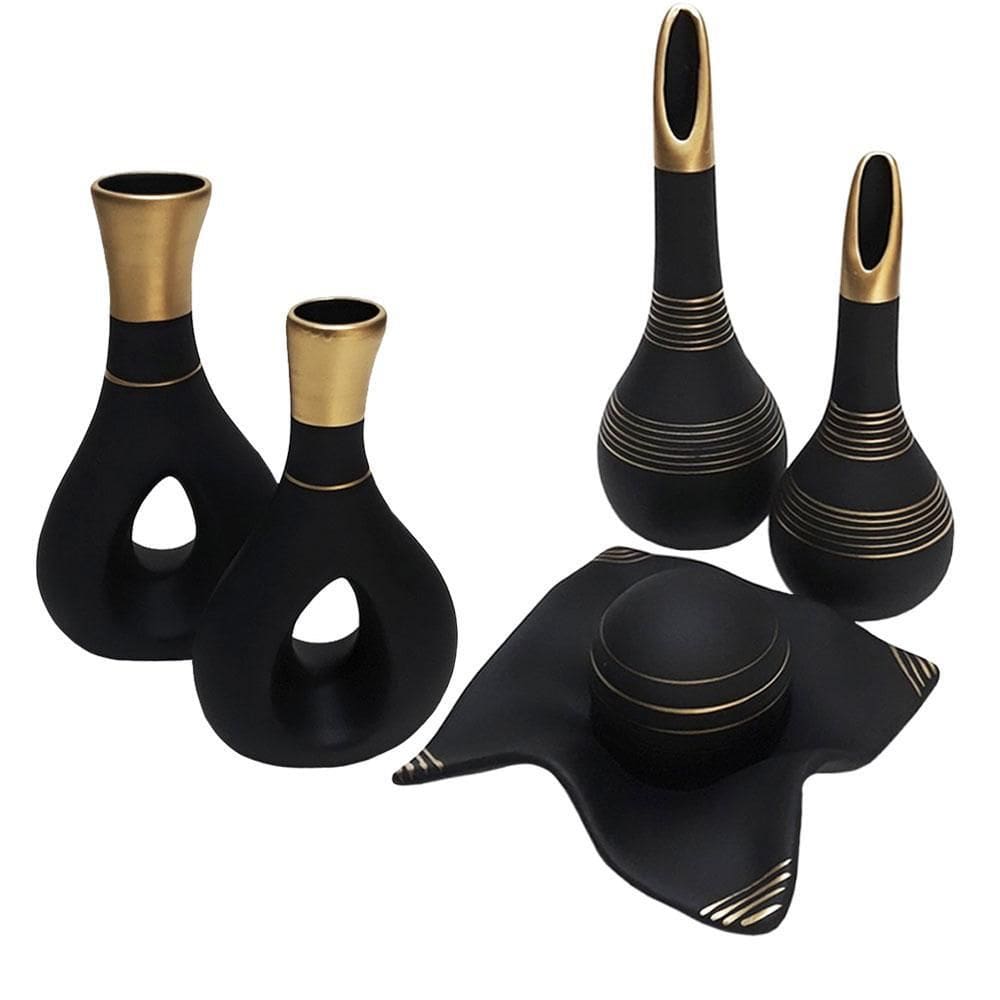 De Vasos Furados Par Lâmpadas E Centro De Mesa Black Gold