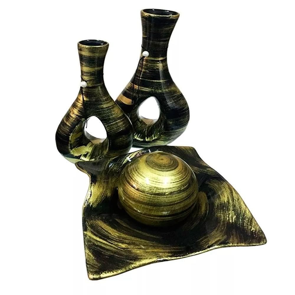 Vasos Par Furados E Centro De Mesa De Sala Black Gold