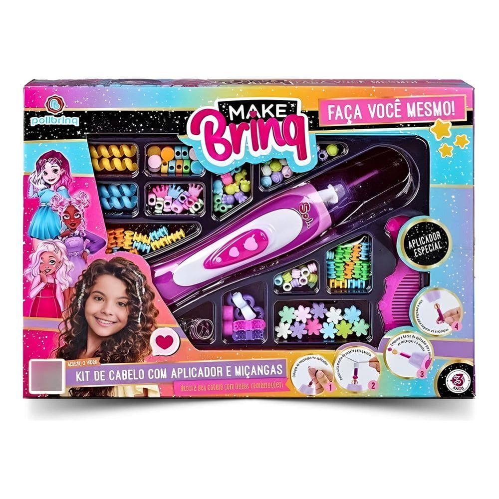 Kit Aplicador De Miçangas E Penteados E Maleta De Maquiagem