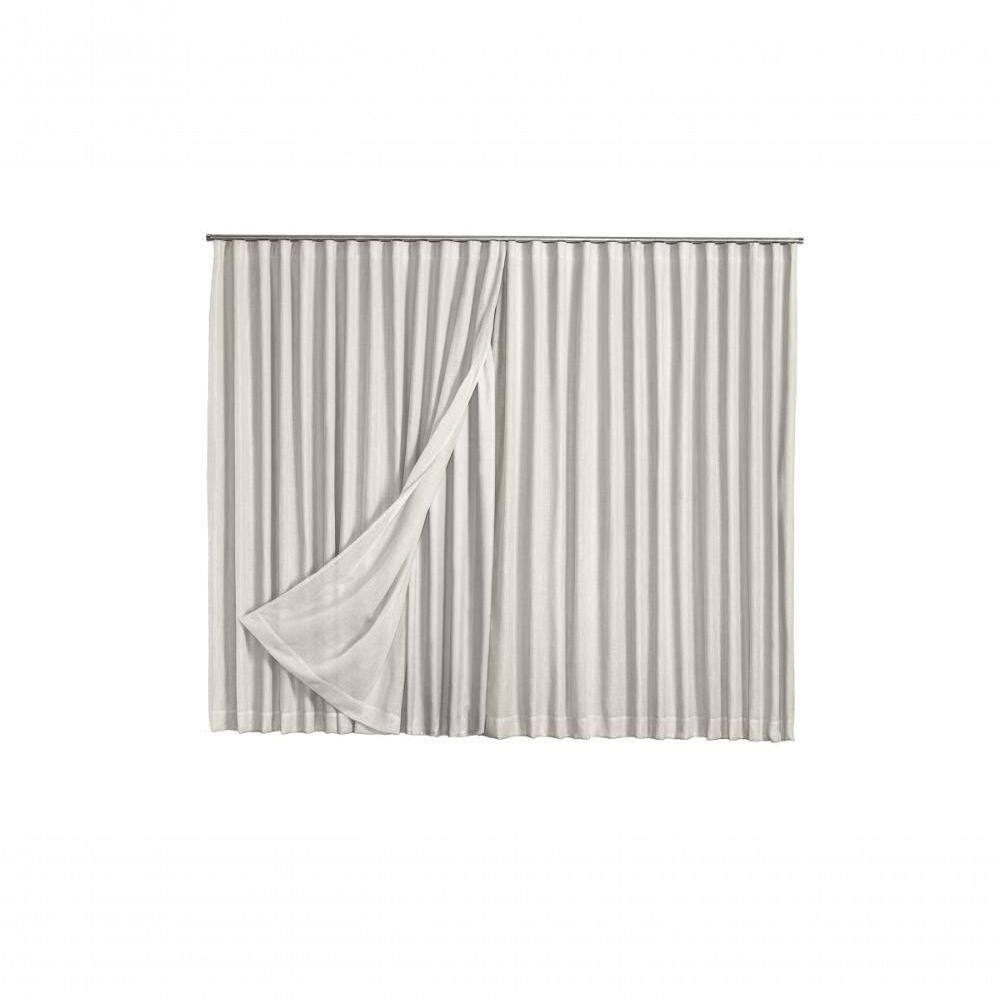 Cortina Microfibra Com Linho 3,00x2,80 Para Trilho Suíço Branco