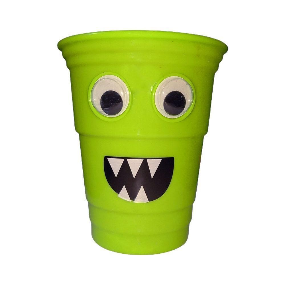 Copo De Halloween Monstrinhos Com Olhos - Verde Limão