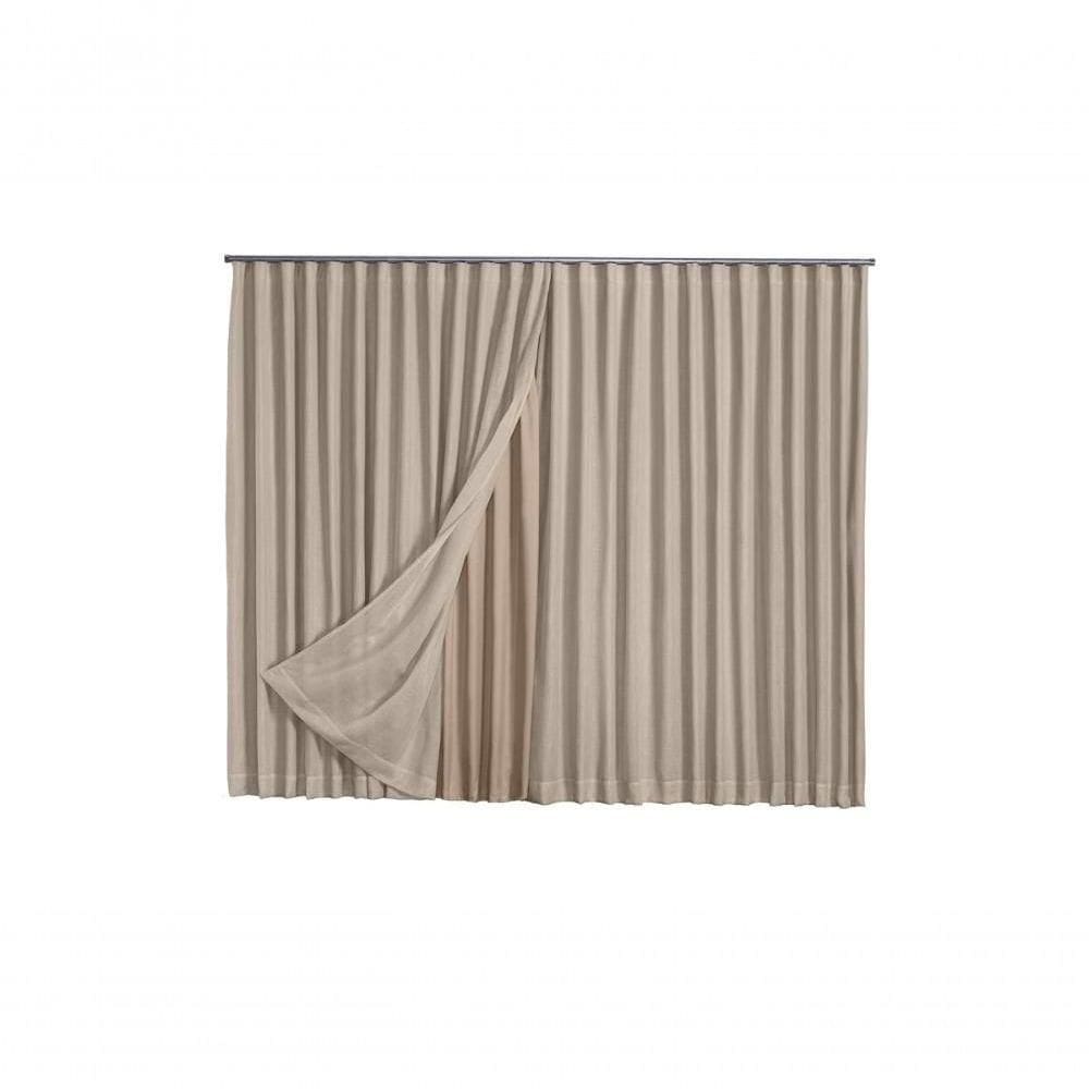 Cortina Microfibra Com Linho 3,00x2,30 Para Trilho Suíço Avelã