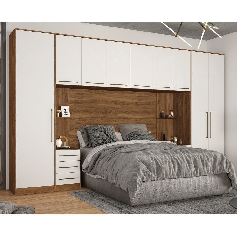 Quarto de Casal Modulado Irlanda 9 Portas 9 Gavetas - Amendola Touch/Branco Demóbile