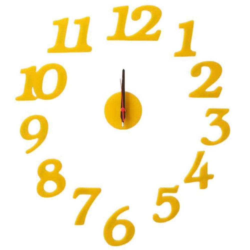 Relógio Decorativo Acrílico Amarelo Sala Quarto Escritório