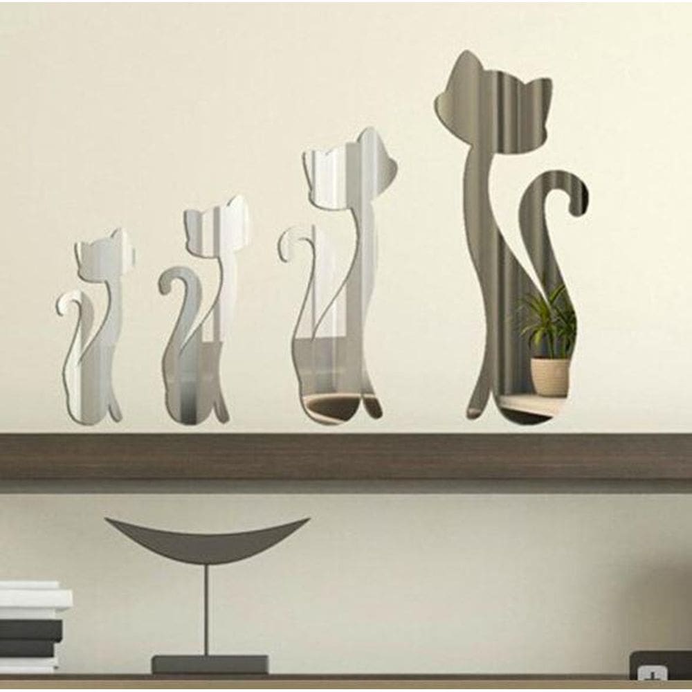 Kit de Espelhso Decorativo 4 Gatos - 4 Peças