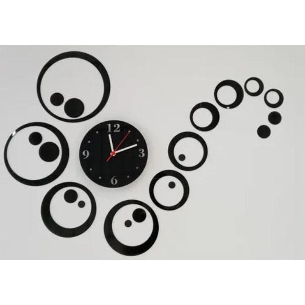 Relógio Decorativo Preto Bolas Sala Quarto Cozinha