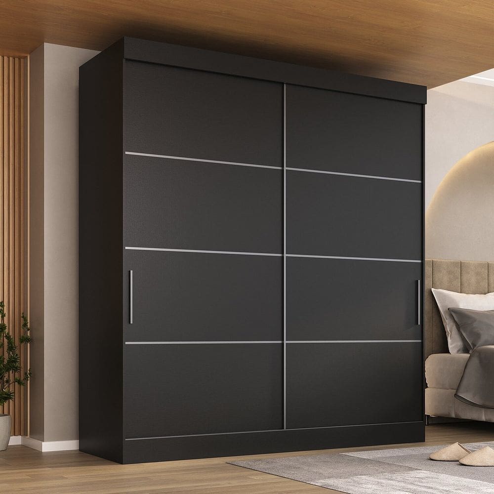 Guarda-roupa Solteiro 2 Portas e 2 Gavetas Casa Blanca Preto