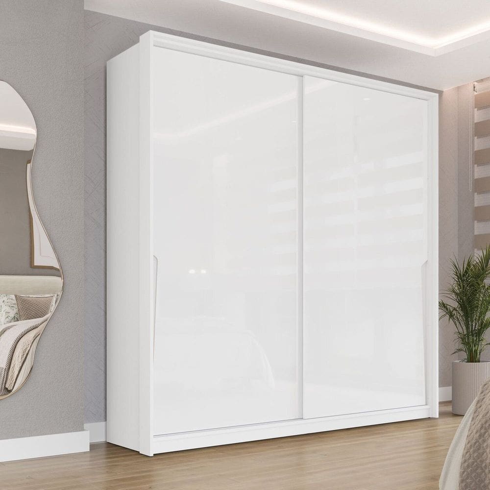 Guarda Roupa 2 Portas de Correr 2 Gavetas Branco