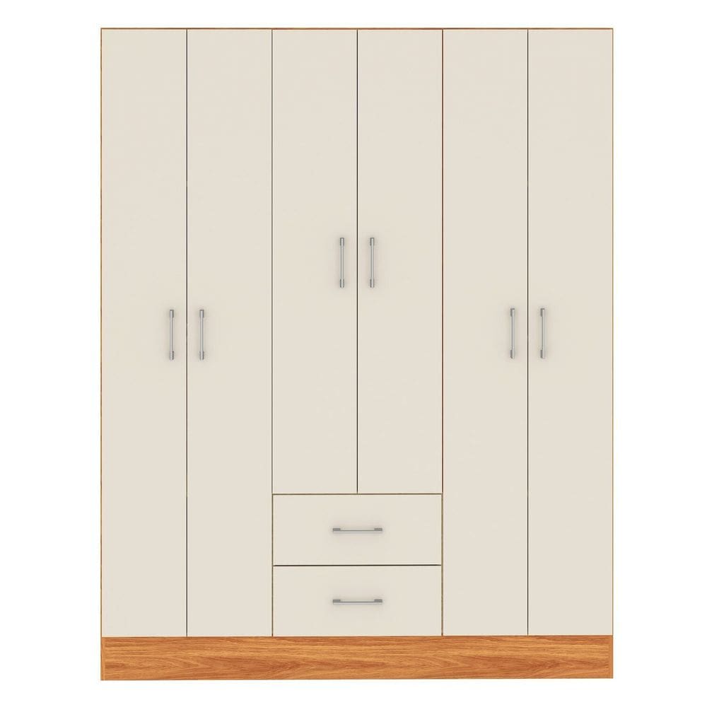 Guarda-roupa Jamaica 6 Portas 2 Gavetas Cinamomo/Off White
