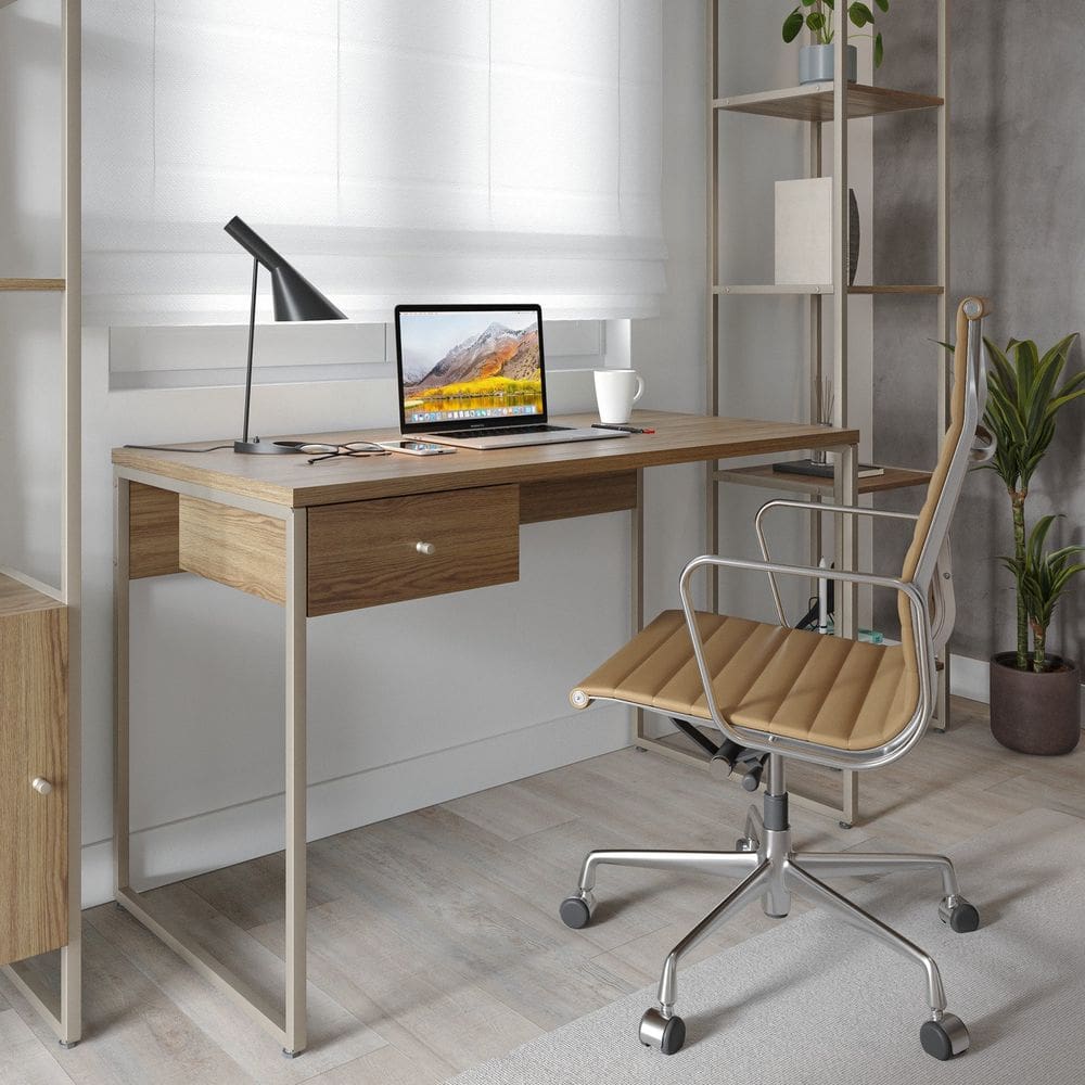 Mesa Escrivaninha Voss 1.2 75cm X 120cm X 60cm Freijó/Champanhe