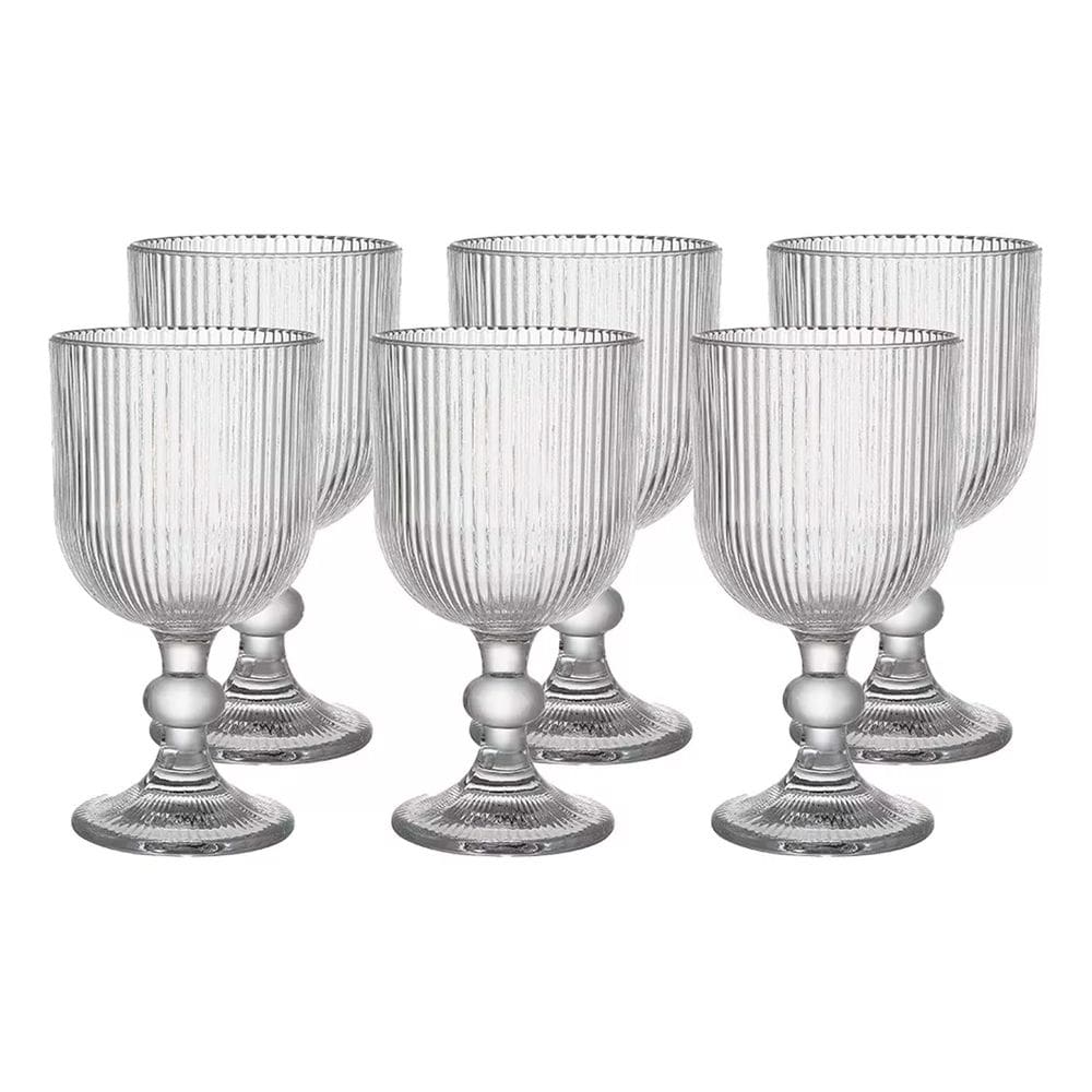 Conjunto de Taças Kit 6 Peças Modelo Raye 400ML Cristal Lines Para Suco Água Mesa Posta